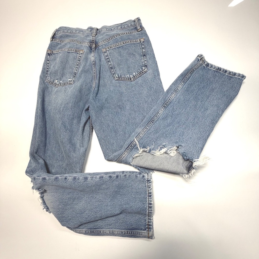 Topshop‎ Dad Jeans 26/30 Light Wash Ripped Knee Straight Leg - Picture 2 of 9